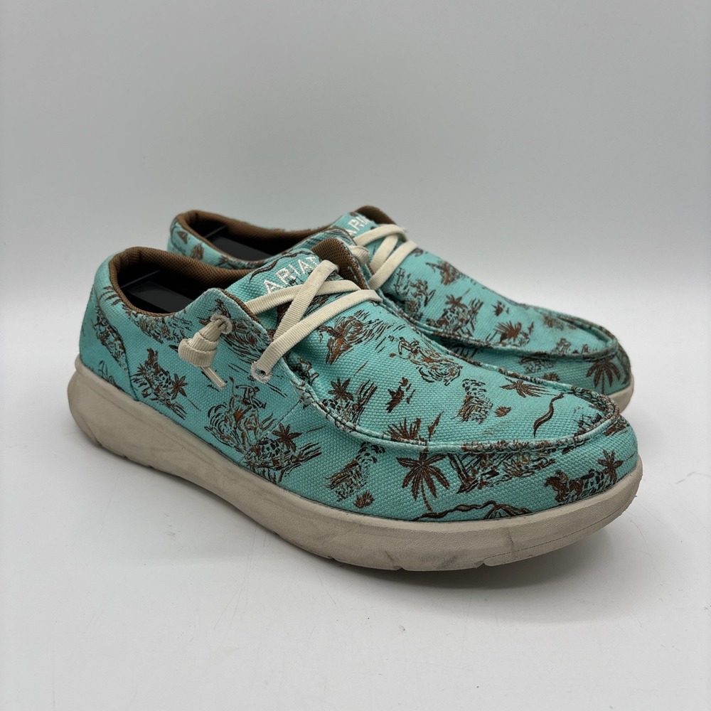 Ariat Western Aloha Boat Shoes‎ Women's 8.5 B Turquoise Hilo 10044520